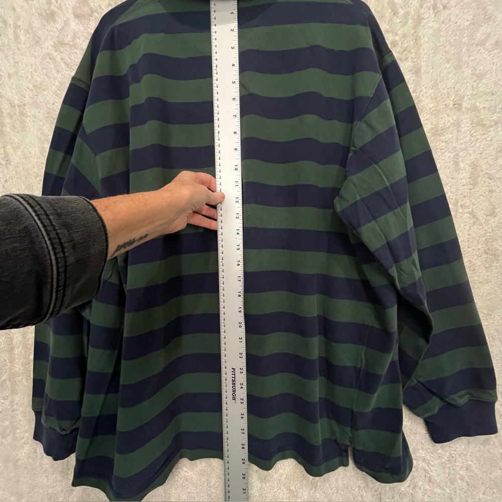 Vintage Mens Polo Ralph Lauren Rugby Striped Shirt Plaid Collar Prep Preppy XL - Picture 10 of 14